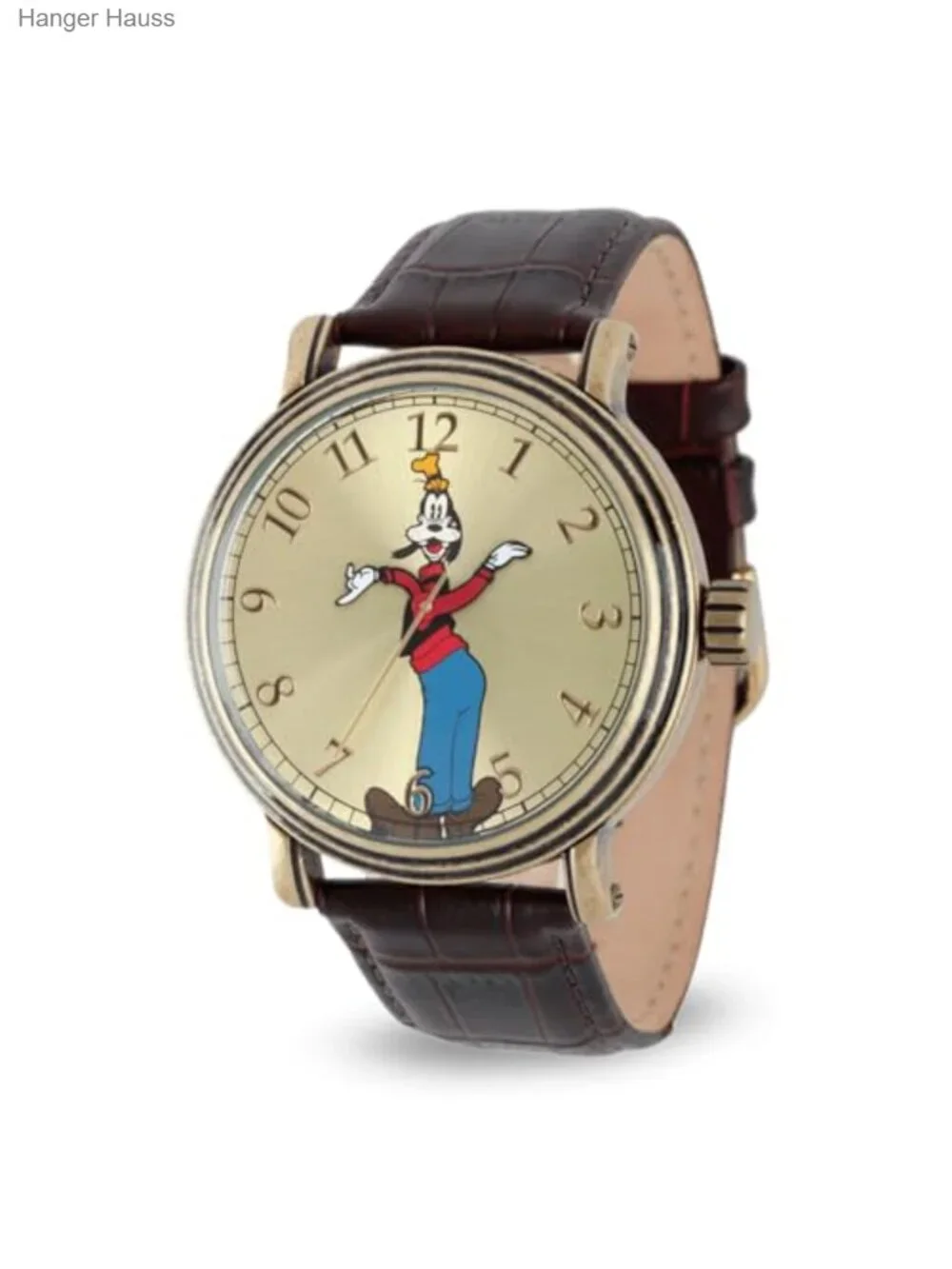 Goofy Vintage Disney Men's Wrist Watch Black Leather Strap Quartz